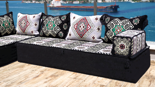 Gray L Shaped Floor Couch, Corner Floor Cushions, Moroccan Home Decor, Oriental Sofa Covers