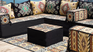 Yellow Moritania Mirage: U Shaped Floor Sofa Set – Arabic Majlis Seating – Sectional Floor Sofa – Middle Eastern Floor Sofa