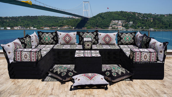 8'' Thickness U Sofa Set, Arabic Diwan Sofas, Moroccan Rug, Arabic Majlis Seating