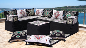Gray L Shaped Floor Couch, Corner Floor Cushions, Moroccan Home Decor, Oriental Sofa Covers