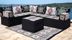 Gray L Shaped Floor Couch, Corner Floor Cushions, Moroccan Home Decor, Oriental Sofa Covers