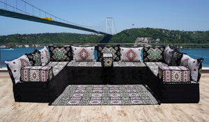 8'' Thickness U Sofa Set, Arabic Diwan Sofas, Moroccan Rug, Arabic Majlis Seating