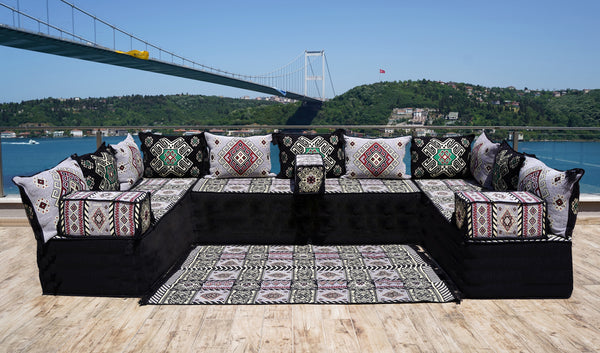 8'' Thickness U Sofa Set, Arabic Diwan Sofas, Moroccan Rug, Arabic Majlis Seating