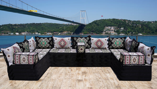 8'' Thickness U Sofa Set, Arabic Diwan Sofas, Moroccan Rug, Arabic Majlis Seating