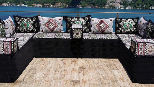 8'' Thickness U Sofa Set, Arabic Diwan Sofas, Moroccan Rug, Arabic Majlis Seating
