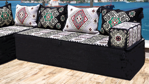 Gray L Shaped Floor Couch, Corner Floor Cushions, Moroccan Home Decor, Oriental Sofa Covers