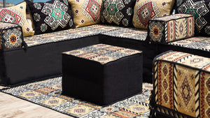 Yellow Moritania Mirage: U Shaped Floor Sofa Set – Arabic Majlis Seating – Sectional Floor Sofa – Middle Eastern Floor Sofa