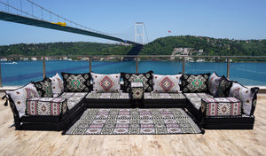 8'' Thickness U Sofa Set, Arabic Diwan Sofas, Moroccan Rug, Arabic Majlis Seating