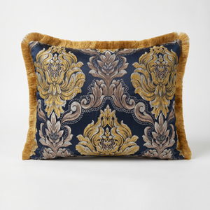 Sage Olive Mossy Court: Italian Baroque Cushion – Damask Lumbar – Cord Trim