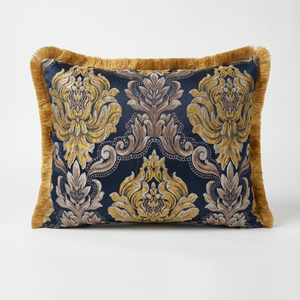 Sage Olive Mossy Court: Italian Baroque Cushion – Damask Lumbar – Cord Trim