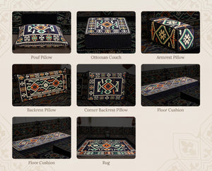 Navy Anatolia Arabic floor sofa - all pieces