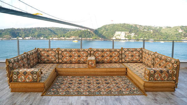 8'' Thickness U Sofa Set, Floor Cushions, Turkish Sofa Pillows, Oriental Sofa, Floor Seating
