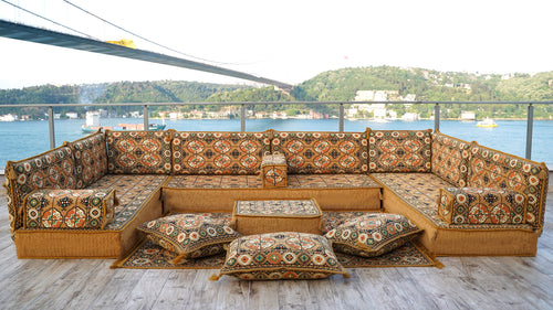 8'' Thickness U Sofa Set, Floor Cushions, Turkish Sofa Pillows, Oriental Sofa, Floor Seating