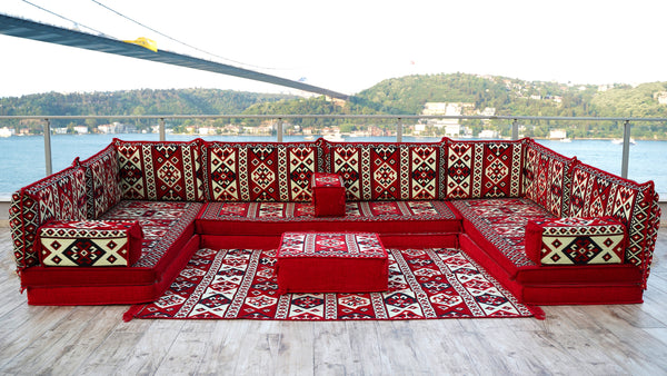 8'' Thickness U Sofa Set, Floor Sofa, Arabic Jalsa, Floor Cushions, Moroccan Sofa