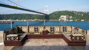 8'' Thickness U Sofa Set, Floor Cushions, Oriental Sofa, Floor Seating Set, Arabic Majlis