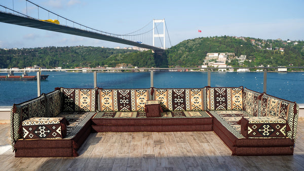 8'' Thickness U Sofa Set, Floor Cushions, Oriental Sofa, Floor Seating Set, Arabic Majlis