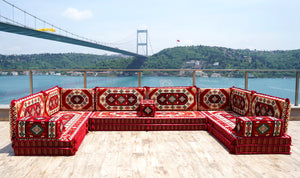 8'' Thickness U Sofa Set, Turkish Sofa, Floor Cushions, Arabic Majlis Seating Set