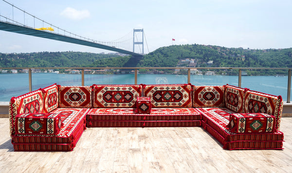 8'' Thickness U Sofa Set, Turkish Sofa, Floor Cushions, Arabic Majlis Seating Set