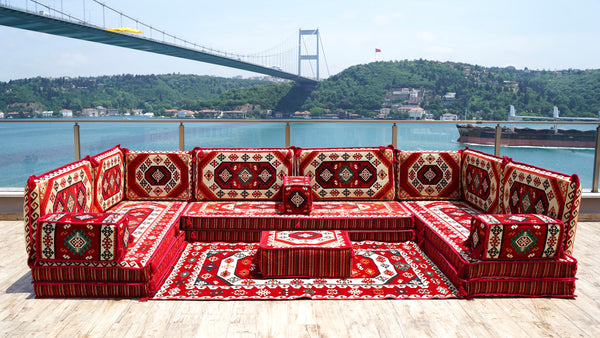 8'' Thickness U Sofa Set, Turkish Sofa, Floor Cushions, Arabic Majlis Seating Set