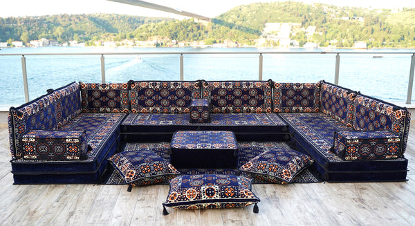 8'' Thickness U Sofa Set, Floor Cushions, Arabic Majlis Seating, Turkish Floor Seating