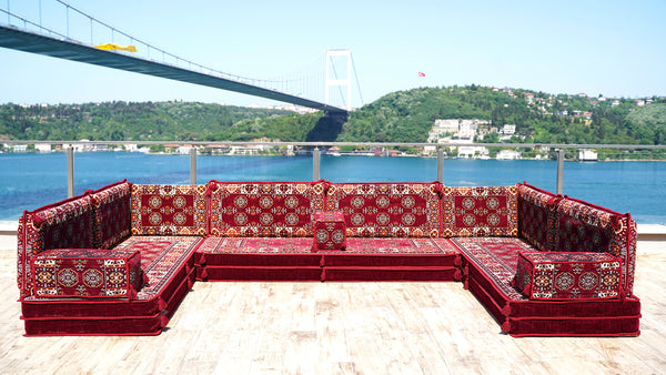 8'' Thickness U Sofa Set, Arabic Sofa Set, Floor Cushions, Moroccan Sofa Set