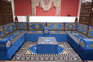 8'' Thickness U Sofa Set, Turkish Seating Pillows, Floor Sitting Set, Arabic Jalsa
