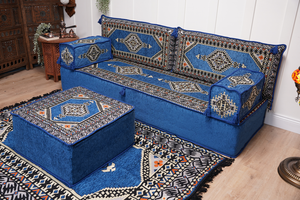 16'' Thickness Floor Cushions, Arabic Majlis Set, Single Sofa with Ottoman Couch and Rug, Bohemian Furniture, Sectional Sofa