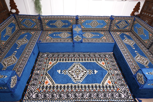 8'' Thickness U Sofa Set, Turkish Seating Pillows, Floor Sitting Set, Arabic Jalsa