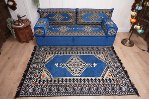 16'' Thickness Floor Cushions, Arabic Majlis Set, Single Sofa with Ottoman Couch and Rug, Bohemian Furniture, Sectional Sofa