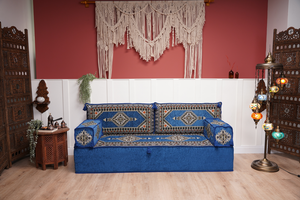 16'' Thickness Floor Cushions, Arabic Majlis Set, Single Sofa with Ottoman Couch and Rug, Bohemian Furniture, Sectional Sofa