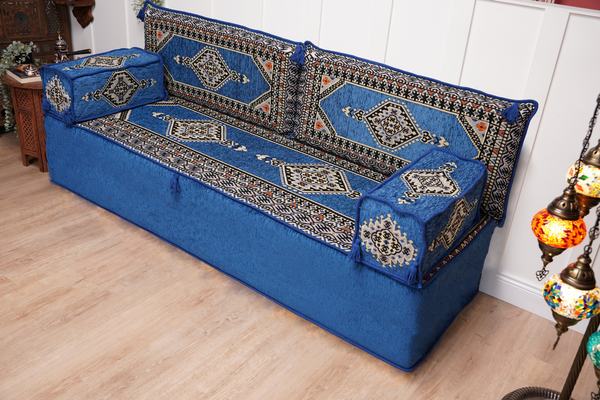 16'' Thickness Floor Cushions, Arabic Majlis Set, Single Sofa with Ottoman Couch and Rug, Bohemian Furniture, Sectional Sofa