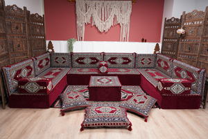 أريكة عربية زاوية على شكل حرف U، أرائك عصرية، أريكة مجلس عربية كستنائية، أريكة تركية، أريكة جلوس عربية