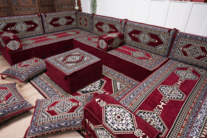 أريكة عربية زاوية على شكل حرف U، أرائك عصرية، أريكة مجلس عربية كستنائية، أريكة تركية، أريكة جلوس عربية