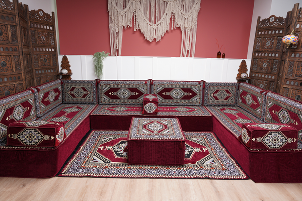 أريكة عربية زاوية على شكل حرف U، أرائك عصرية، أريكة مجلس عربية كستنائية، أريكة تركية، أريكة جلوس عربية