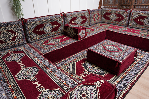 أريكة عربية زاوية على شكل حرف U، أرائك عصرية، أريكة مجلس عربية كستنائية، أريكة تركية، أريكة جلوس عربية