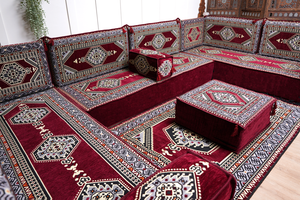 U Shaped Maroon Floor Cushions, Modern Arabic Majlis Set, Floor Sofa Set, Ethnic Sofa, Arabic Jalsa, Moroccan Sofa