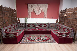 أريكة عربية زاوية على شكل حرف U، أرائك عصرية، أريكة مجلس عربية كستنائية، أريكة تركية، أريكة جلوس عربية