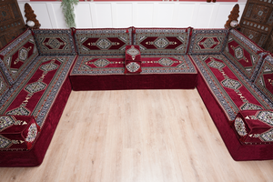 أريكة عربية زاوية على شكل حرف U، أرائك عصرية، أريكة مجلس عربية كستنائية، أريكة تركية، أريكة جلوس عربية