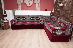 L Shaped Floor Couch, Sectional Sofa Set, Corner Floor Couch, Moroccan Home Decor, Floor Cushions, Bohemian Furniture, Arabic Sofa Set