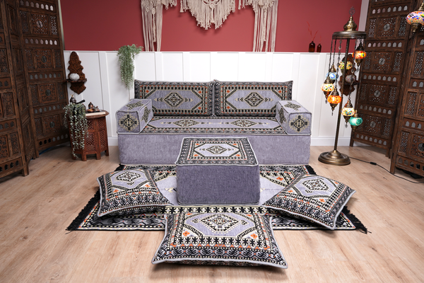 8'' Thickness Sofa Set, Gray Window Seat, Bench Cushion, Floor Couch, Reading Sofa, Meditation Yoga Sofa