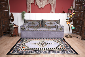 أريكة رمادية مفردة، أريكة عربية، أريكة تراس مع أريكة عثمانية وسجادة، سجادة تركية، أريكة سرير، أريكة أرضية، أريكة تأمل، أثاث غرفة المعيشة