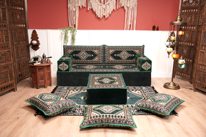 8'' Thickness Sofa Set, Green Reading Sofa, Window Seat, Bench Cushion, Meditation Yoga, Loveseat Sofa