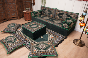 16'' Thickness Single Sofa with Ottoman Couch and Rug, Floor Cushions, Arabic Majlis Set, Boho Floor Seating, Ottoman Floor Cushion, Moroccan Sofas