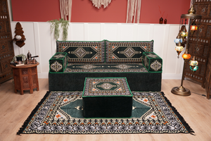 16'' Thickness Single Sofa with Ottoman Couch and Rug, Floor Cushions, Arabic Majlis Set, Boho Floor Seating, Ottoman Floor Cushion, Moroccan Sofas