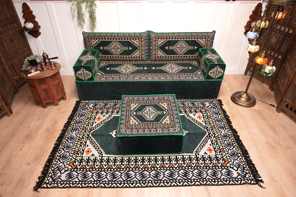 8'' Thickness Sofa Set, Green Reading Sofa, Window Seat, Bench Cushion, Meditation Yoga, Loveseat Sofa