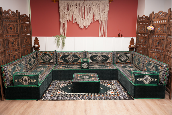 U Shaped Arabic Floor Cushions, Moroccan Sofas, Sectional Sofas, Arabic Seating Sofa, Floor Couches, Arabic Style Sofa
