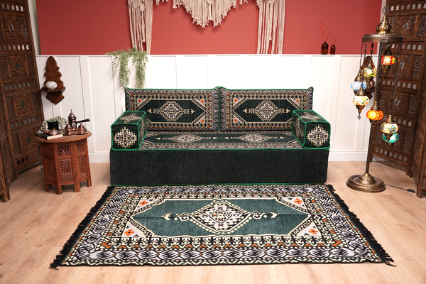 8'' Thickness Sofa Set, Green Reading Sofa, Window Seat, Bench Cushion, Meditation Yoga, Loveseat Sofa