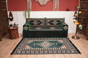 16'' Thickness Single Sofa with Ottoman Couch and Rug, Floor Cushions, Arabic Majlis Set, Boho Floor Seating, Ottoman Floor Cushion, Moroccan Sofas