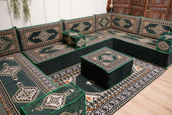 U Shaped Arabic Floor Cushions, Moroccan Sofas, Sectional Sofas, Arabic Seating Sofa, Floor Couches, Arabic Style Sofa