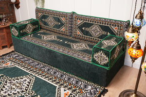 16'' Thickness Single Sofa with Ottoman Couch and Rug, Floor Cushions, Arabic Majlis Set, Boho Floor Seating, Ottoman Floor Cushion, Moroccan Sofas